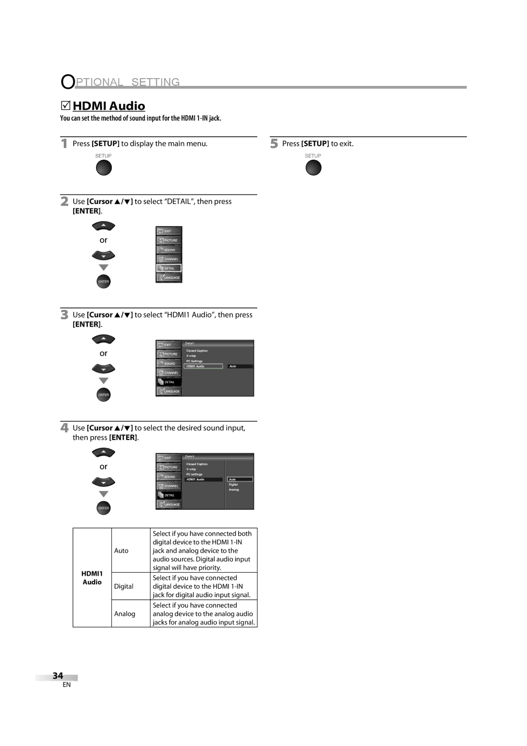 Sylvania lc320ss8 owner manual 5HDMI Audio 