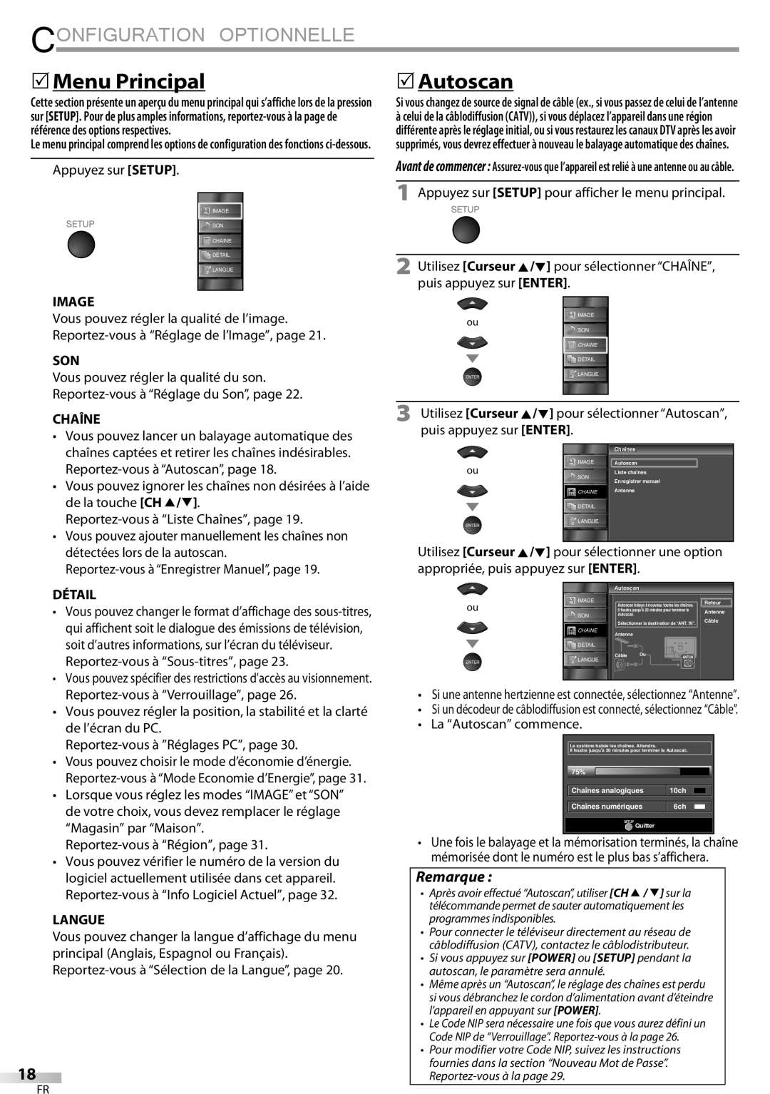 Sylvania LC320SSX owner manual Configuration Optionnelle,  Menu Principal 