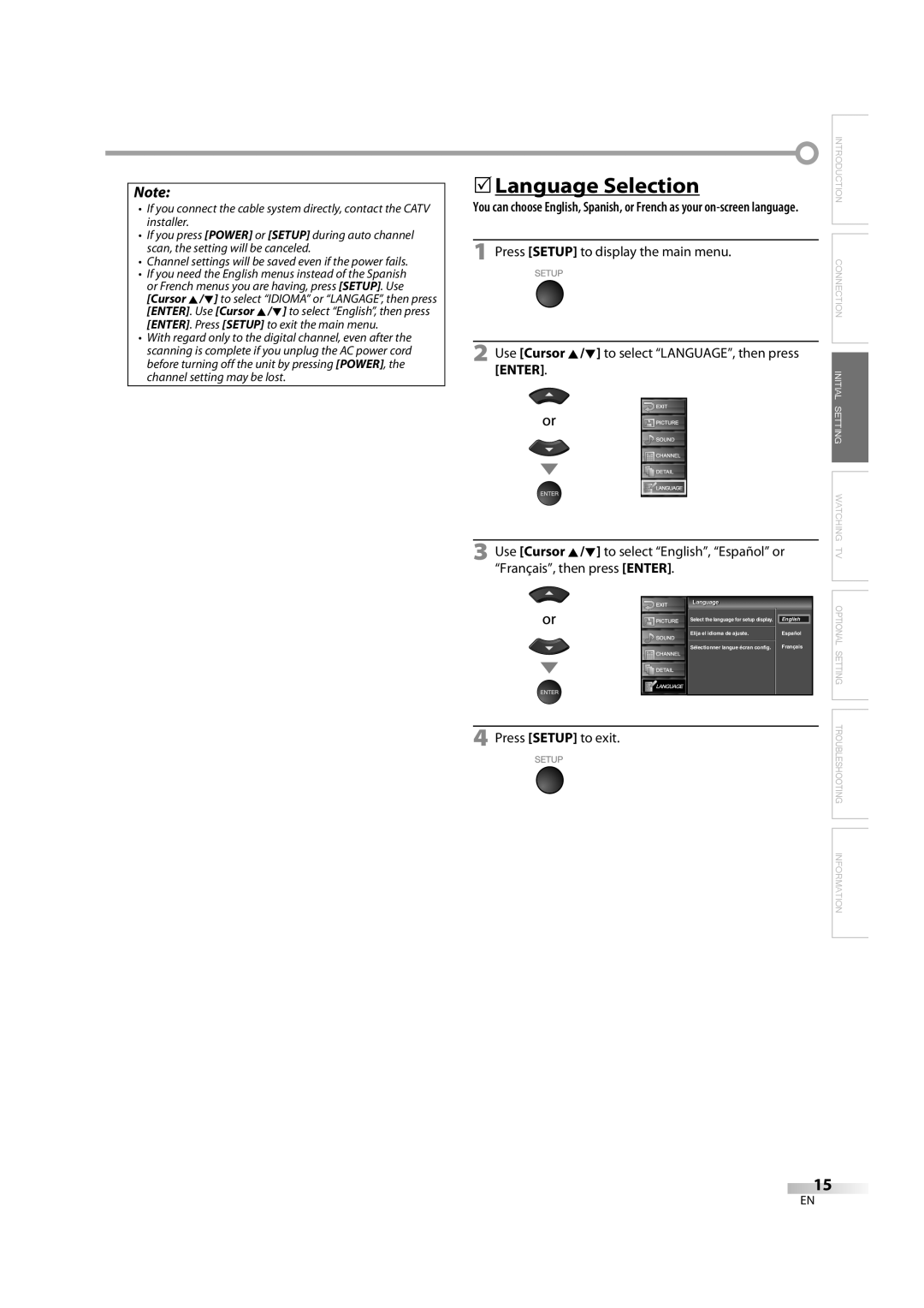 Sylvania LC370SS8 M2 owner manual 5Language Selection, Enter 