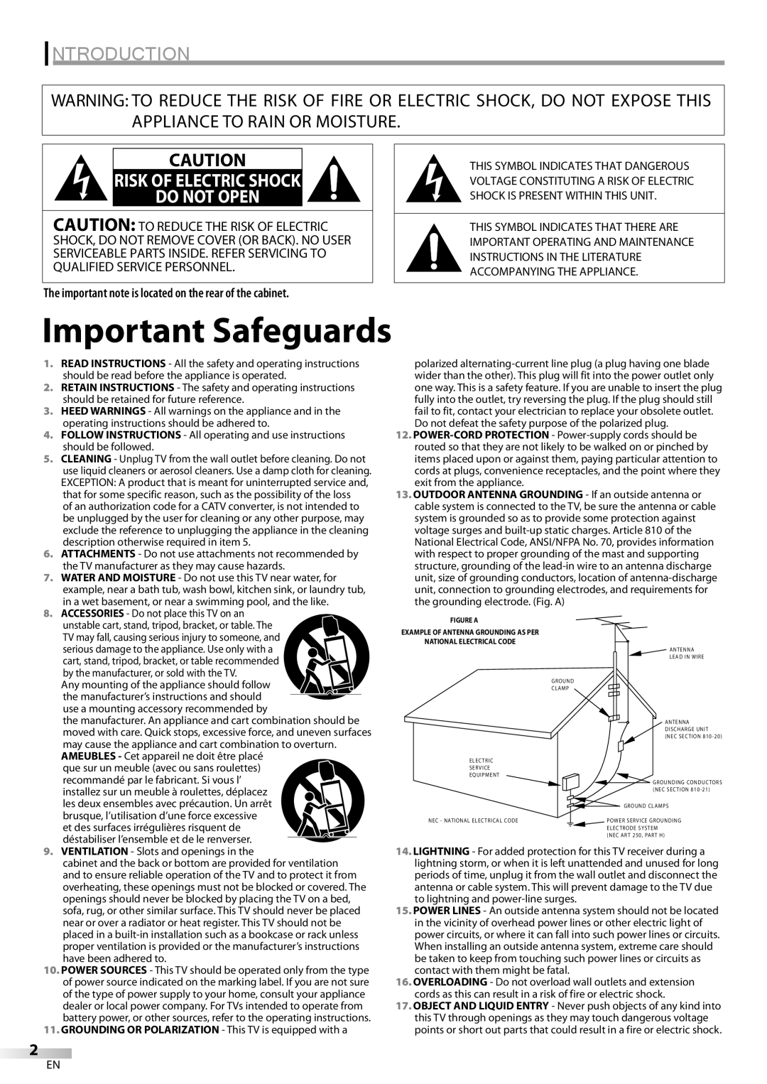 Sylvania LC370SS8 owner manual Introduction, Important note is located on the rear of the cabinet 