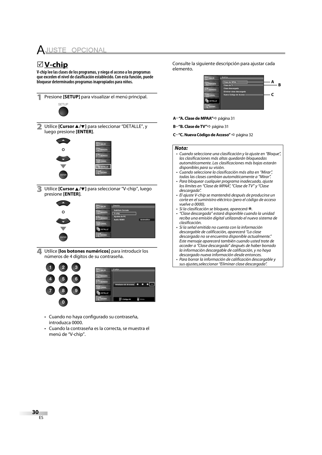 Sylvania LC370SS8M owner manual Consulte la siguiente descripción para ajustar cada elemento 