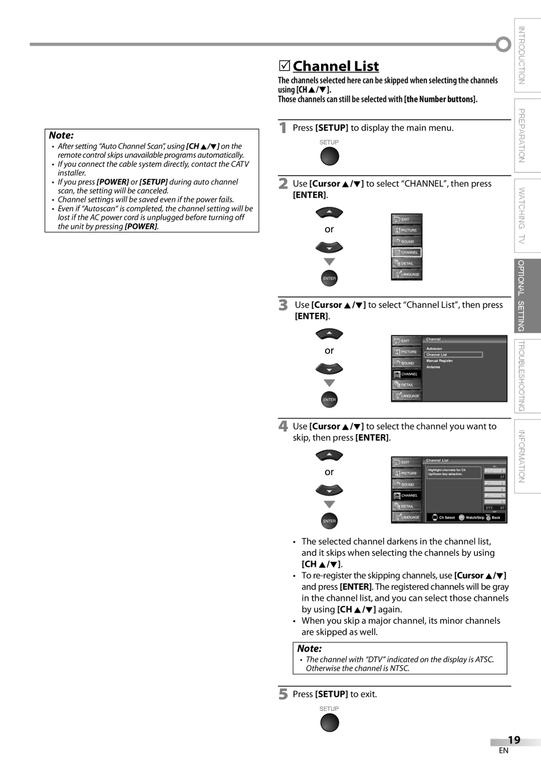 Sylvania LC370SS9 owner manual 5Channel List, Using CH K/L, Skip, then press Enter 