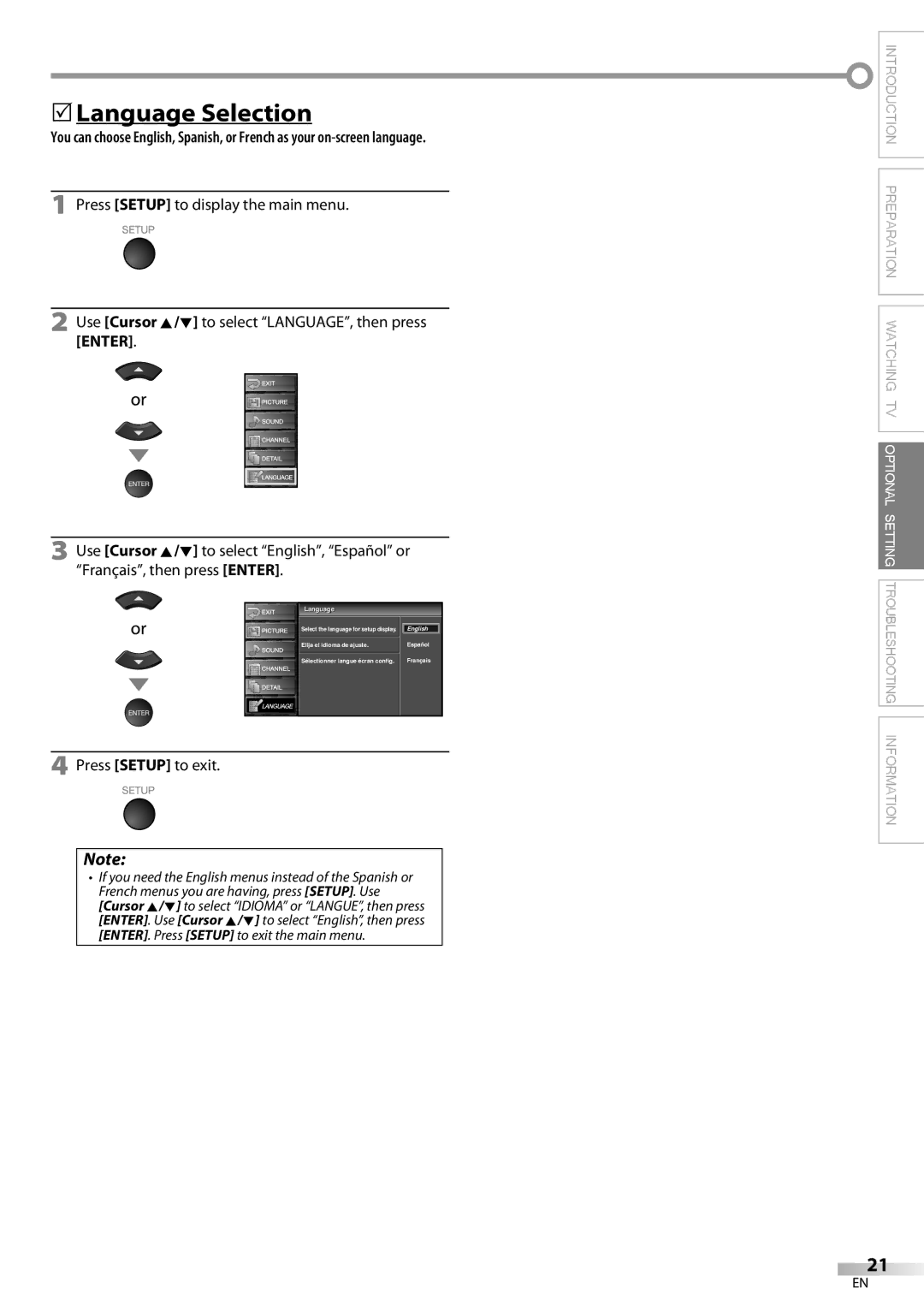 Sylvania LC370SS9 owner manual 5Language Selection 