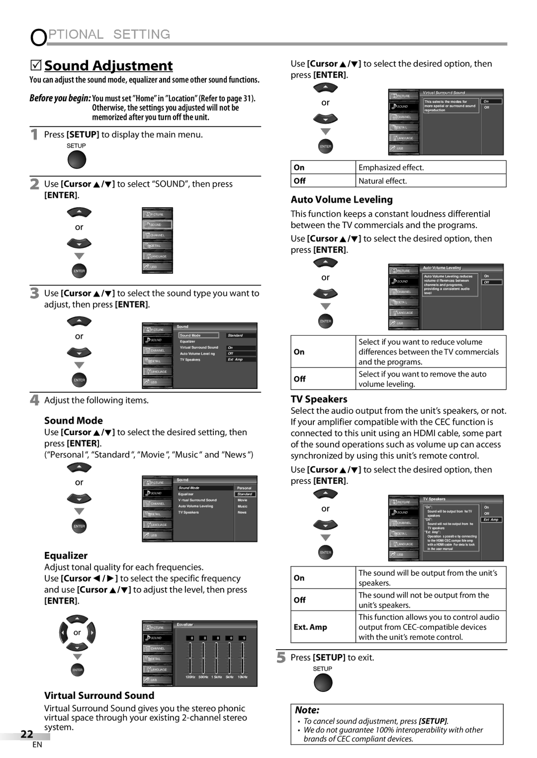 Sylvania LC427SSX owner manual 5Sound Adjustment 