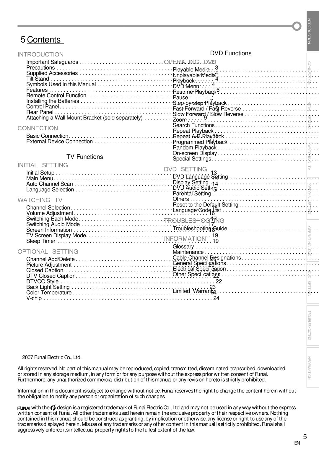 Sylvania LD155SC8 owner manual Contents, Repeat A-B Playback, General Specifications 