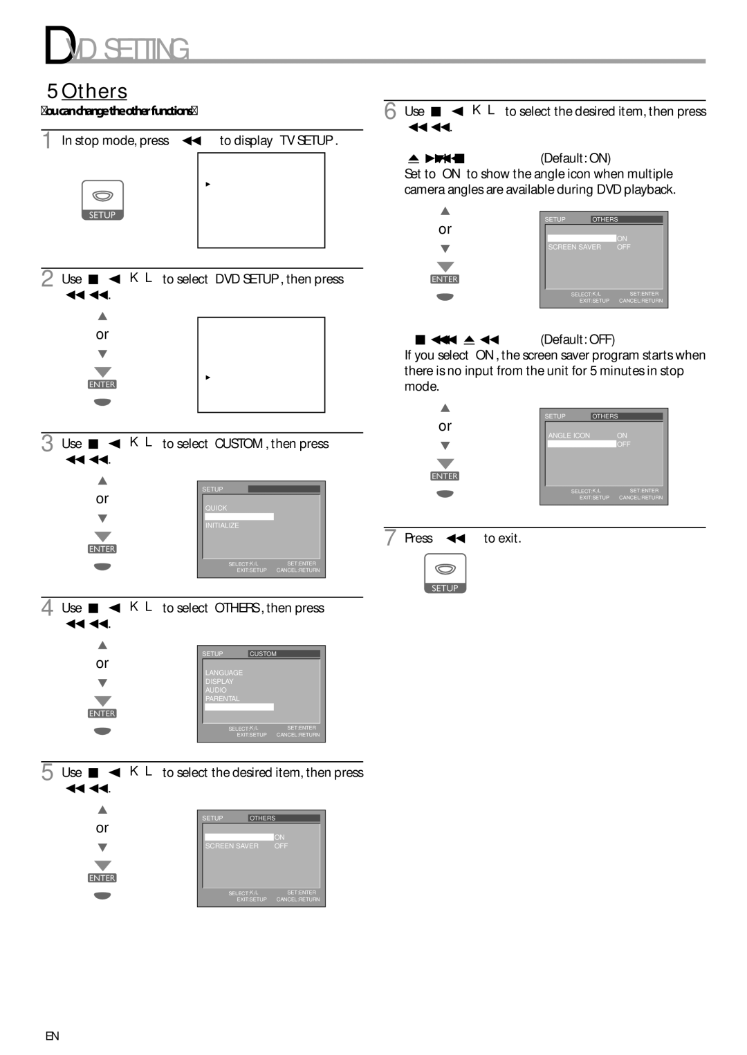 Sylvania ld155sl8 5Others, You can change the other functions, Use Cursor K/L to select OTHERS, then press Enter 