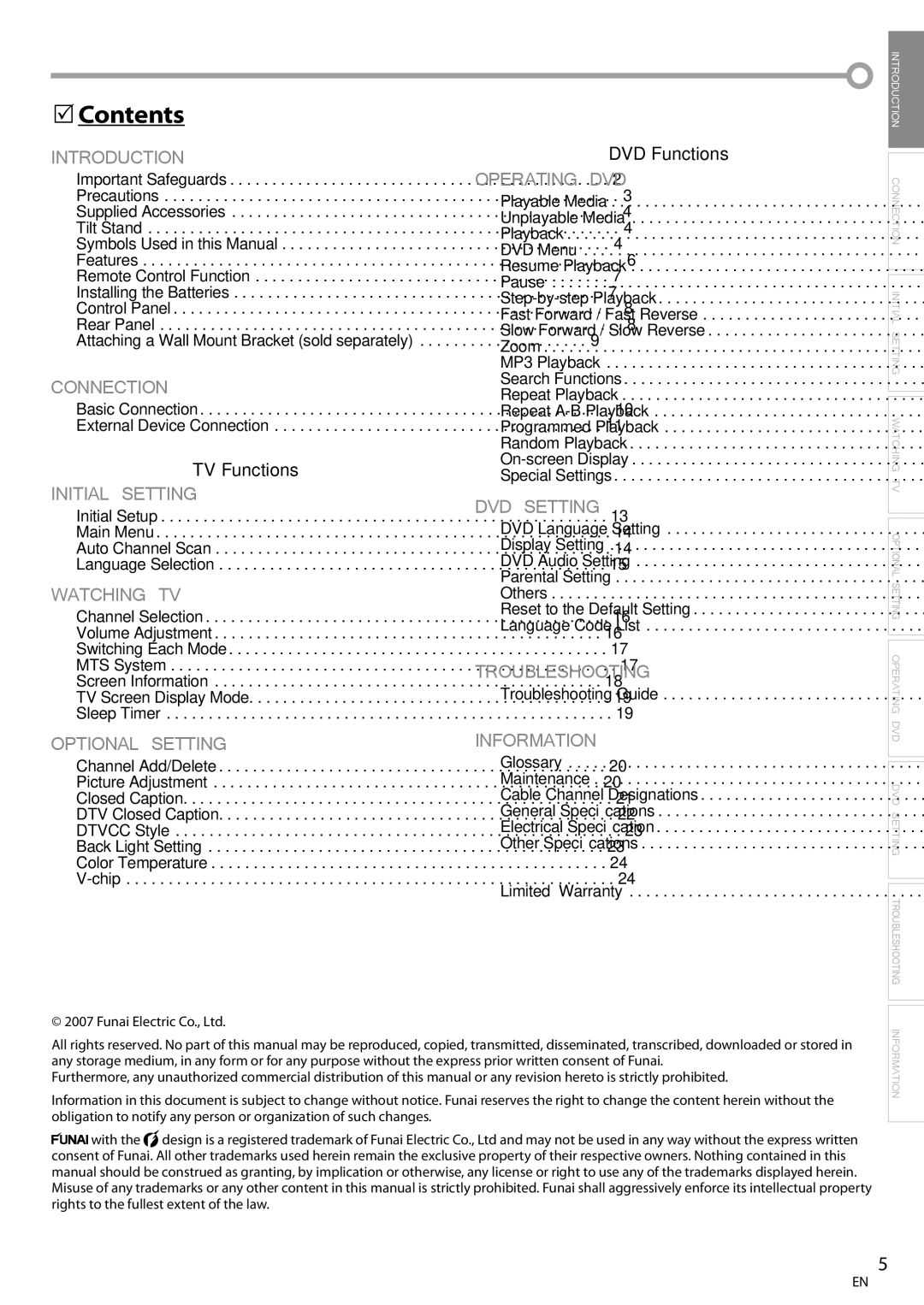 Sylvania ld155sl8 owner manual Introduction, Contents 