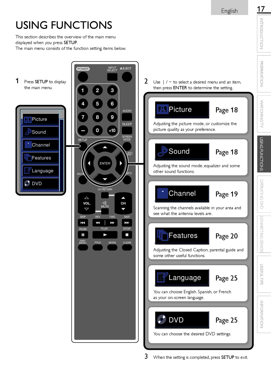 Sylvania LD190552 owner manual Using Functions 