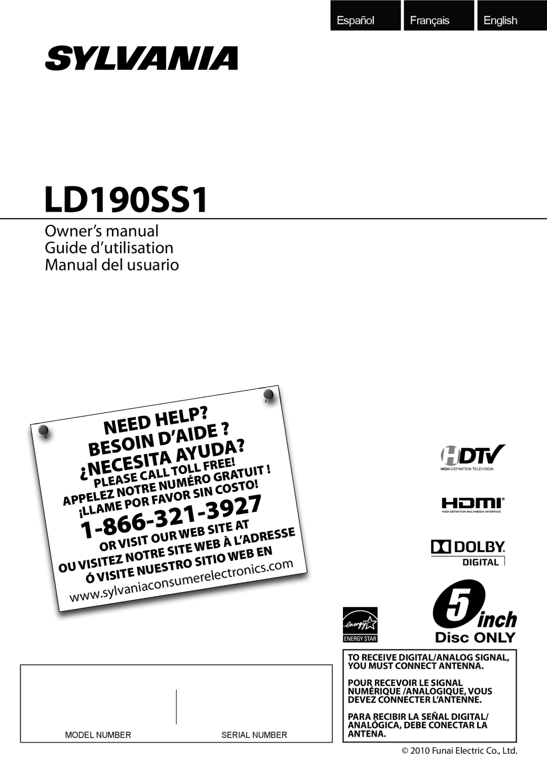 Sylvania LD190SS1 owner manual 