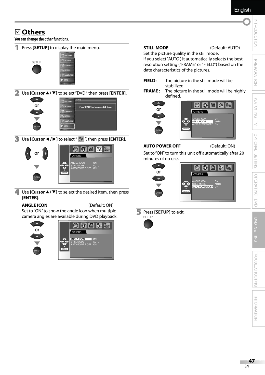 Sylvania LD190SS1 owner manual  Others, You can change the other functions 