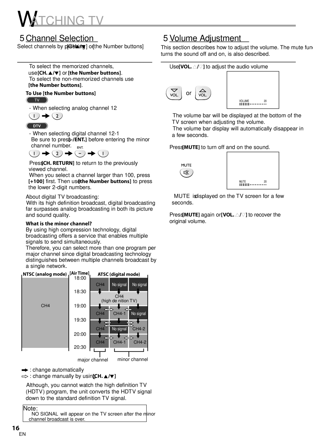 Sylvania LD200SL8 owner manual Watching TV, 5Channel Selection, 5Volume Adjustment 