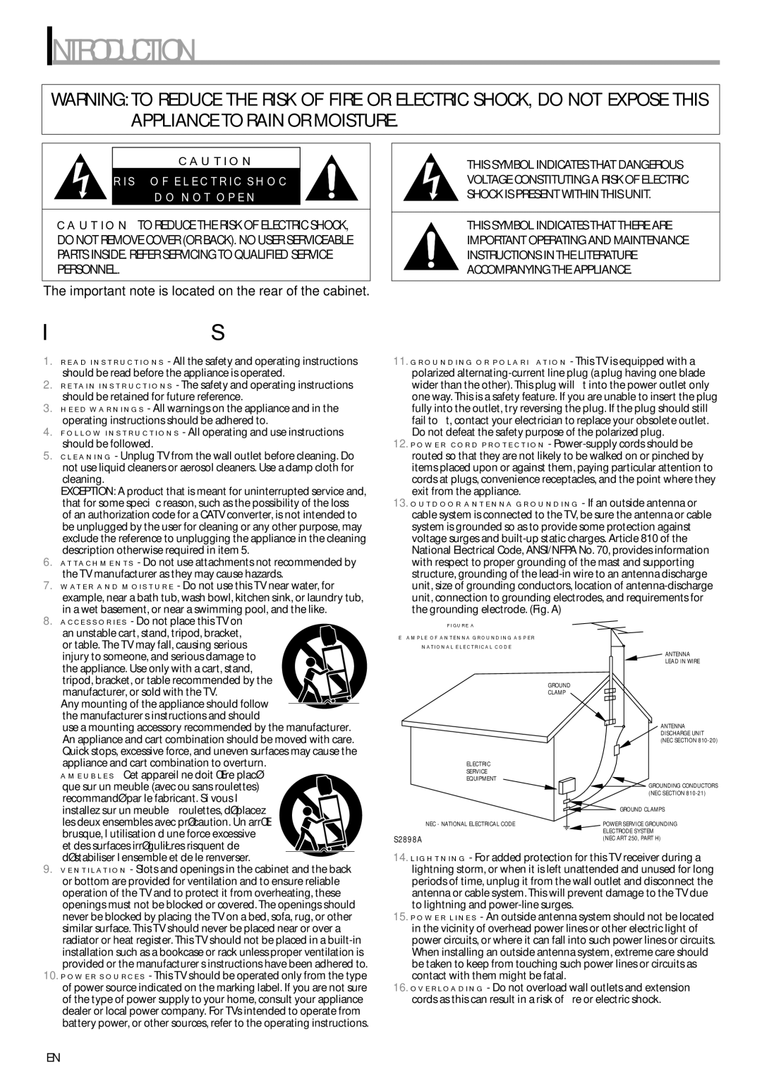 Sylvania LD200SL8 owner manual Introduction, Important note is located on the rear of the cabinet 