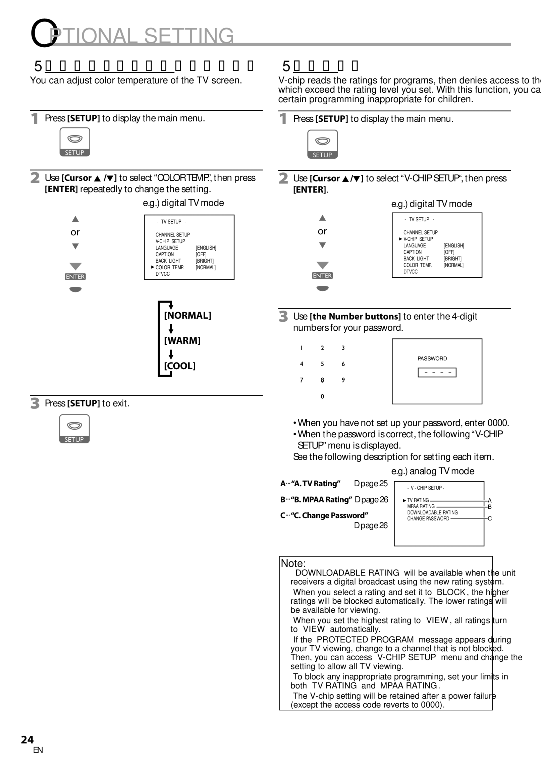 Sylvania LD200SL8 owner manual 5Color Temperature, Chip, You can adjust color temperature of the TV screen, Change Password 
