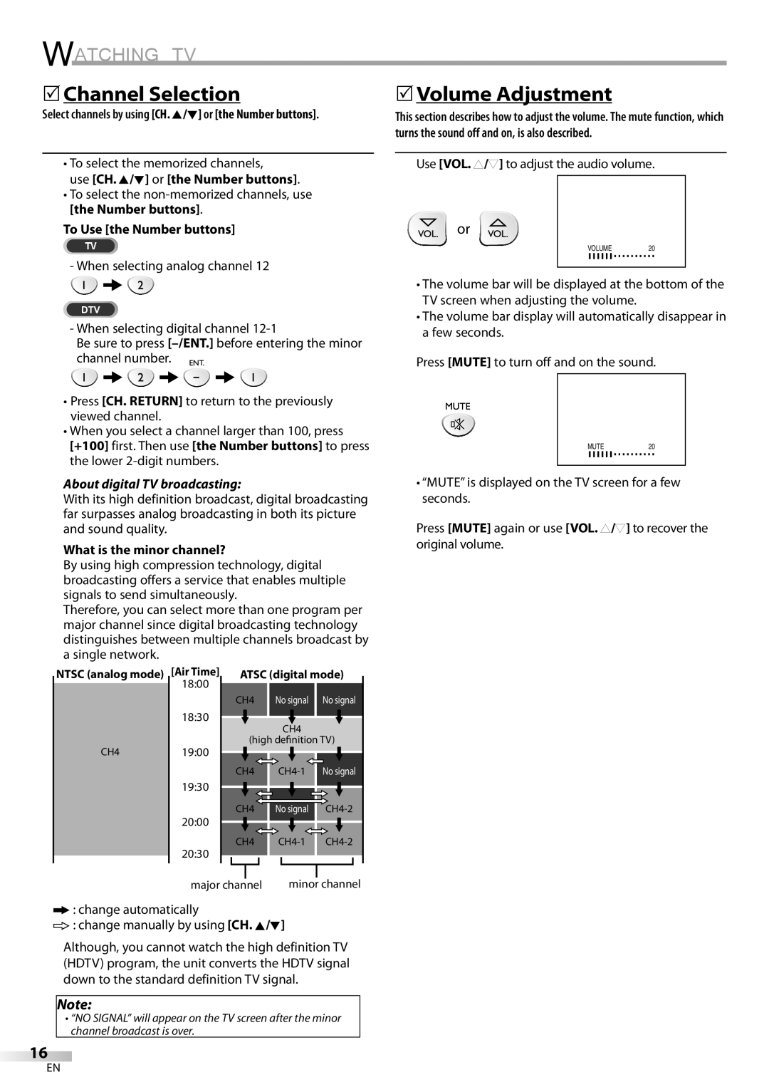 Sylvania LD200SL8 owner manual Watching TV, 5Channel Selection, 5Volume Adjustment 