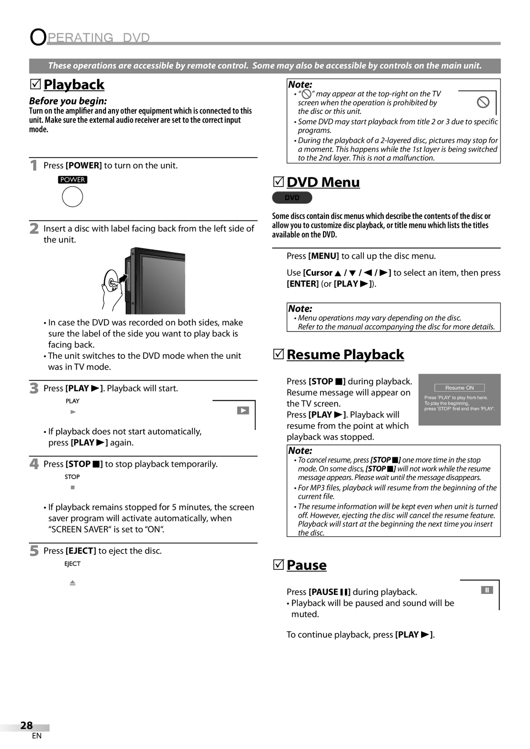 Sylvania LD200SL8 owner manual 5DVD Menu, 5Resume Playback, Pause, Enter or Play B 