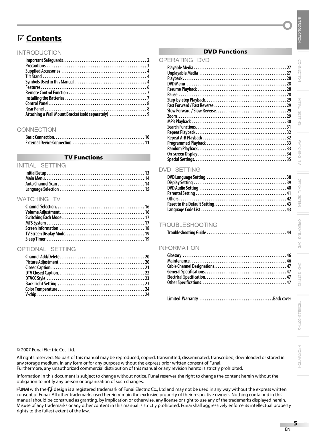 Sylvania LD200SL8 owner manual Introduction, Contents 