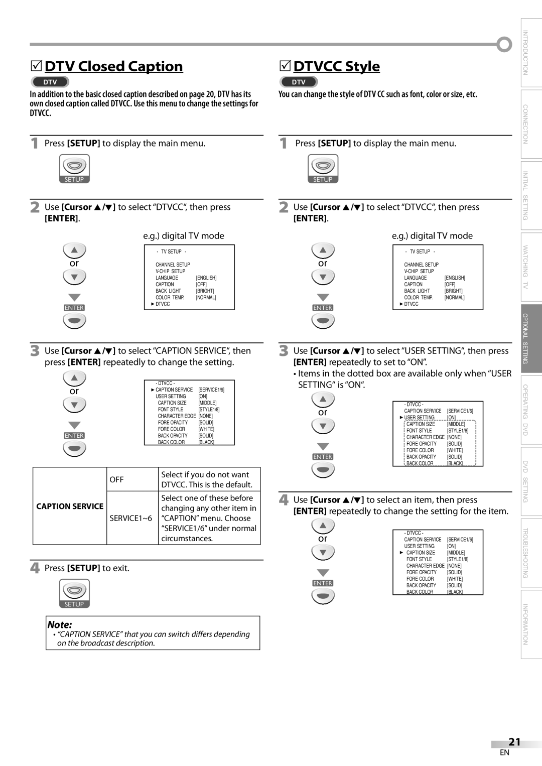 Sylvania LD200SL9 owner manual 5DTV Closed Caption, 5DTVCC Style 