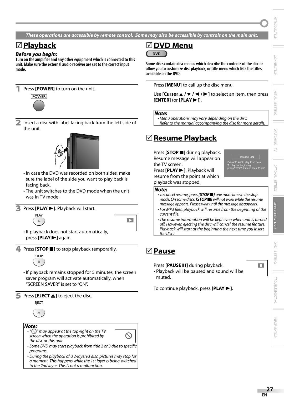 Sylvania LD200SL9 owner manual 5DVD Menu, 5Resume Playback, Pause, Enter or Play B 