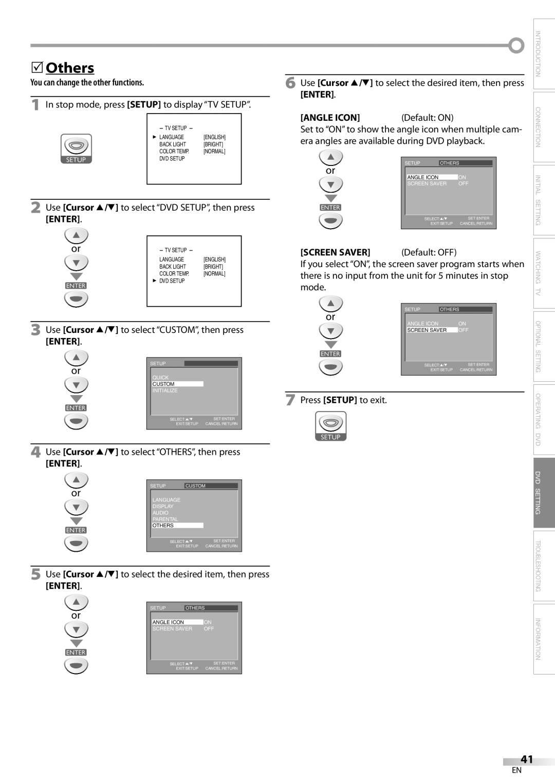 Sylvania LD200SL9 Others, You can change the other functions, Use Cursor K/L to select OTHERS, then press Enter 