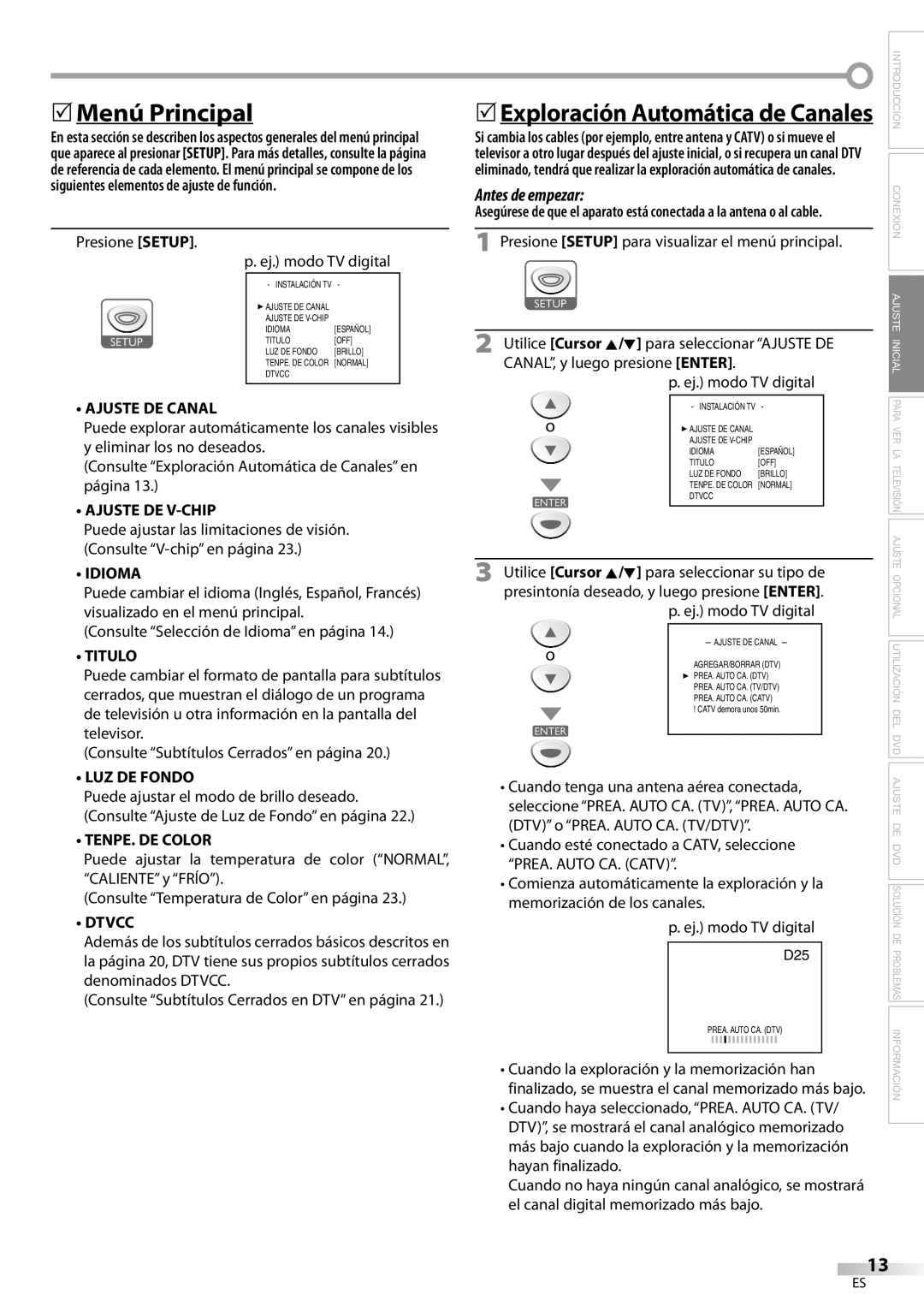 Sylvania LD200SL9 owner manual 5Menú Principal 