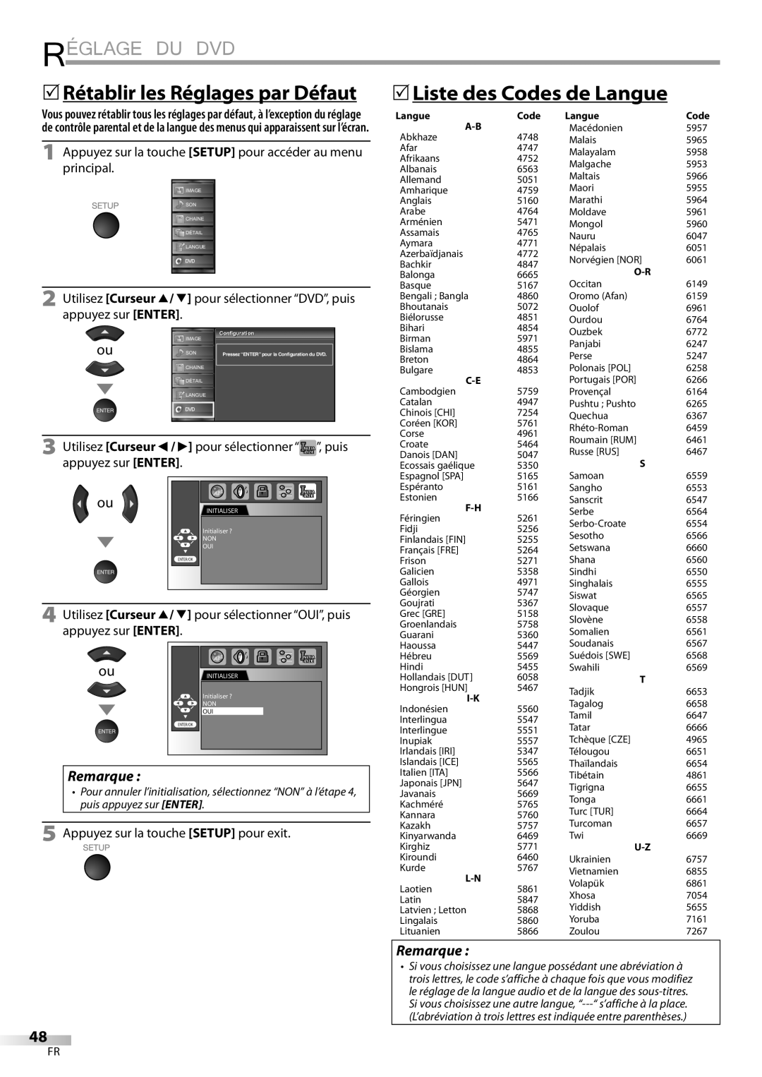 Sylvania LD320SSX owner manual 5Liste des Codes de Langue 