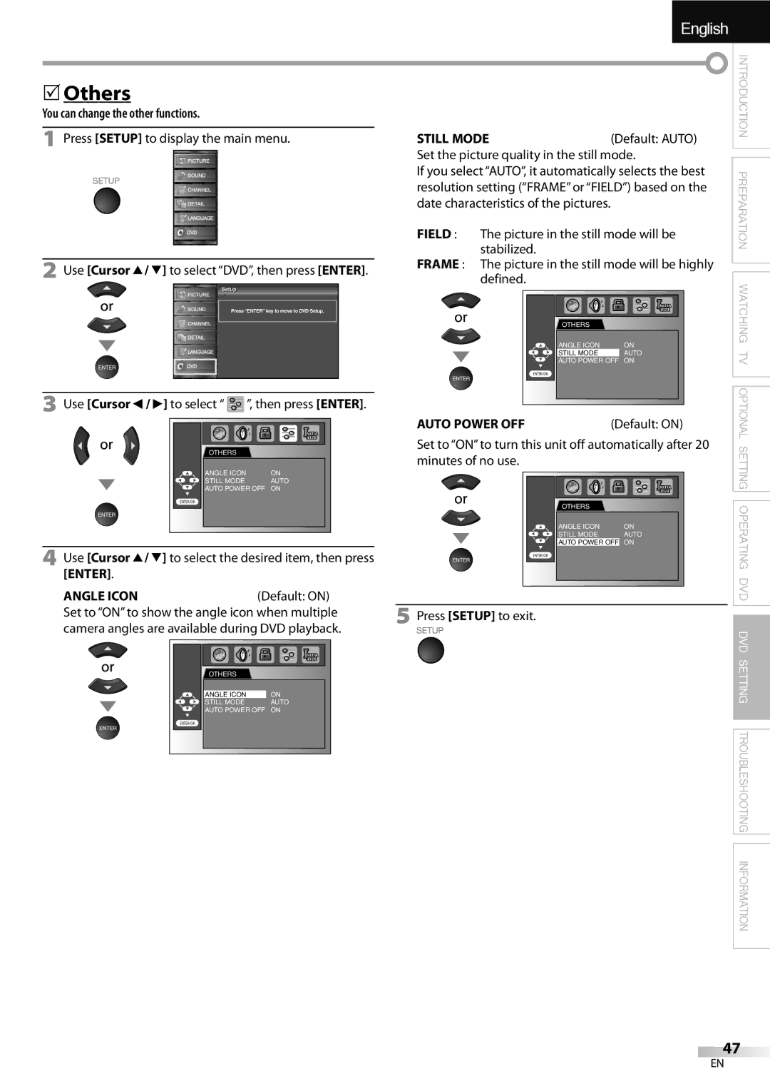 Sylvania LD320SSX owner manual Others, You can change the other functions 