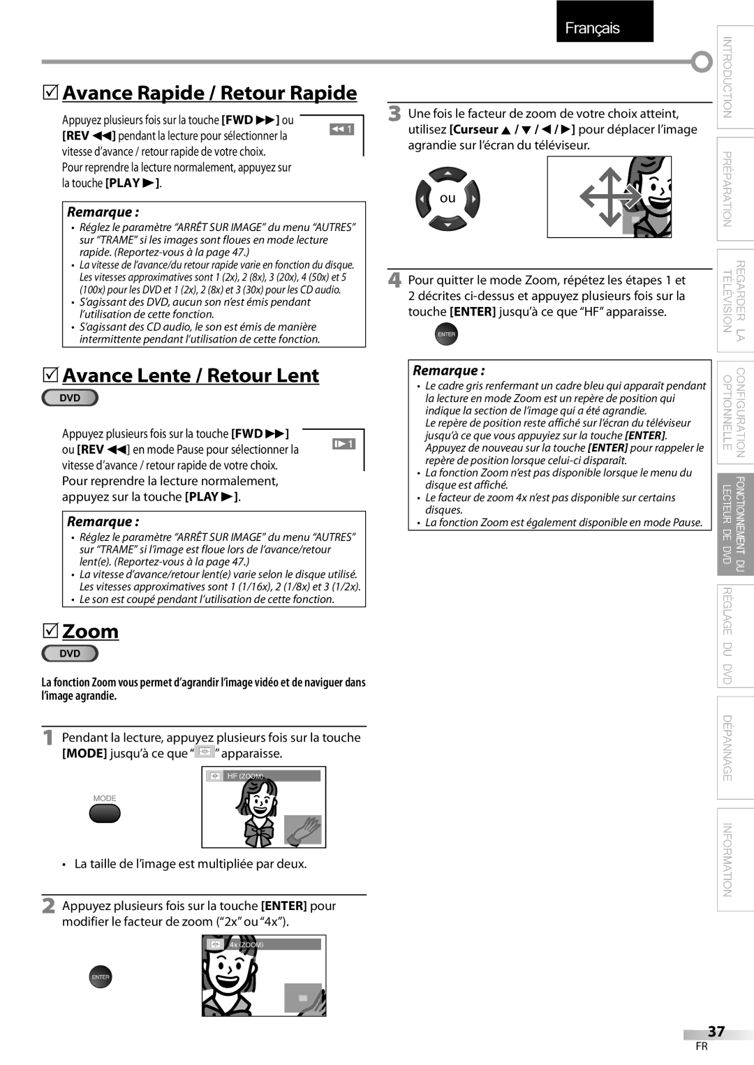 Sylvania LD320SSX owner manual 5Avance Rapide / Retour Rapide, 5Avance Lente / Retour Lent 