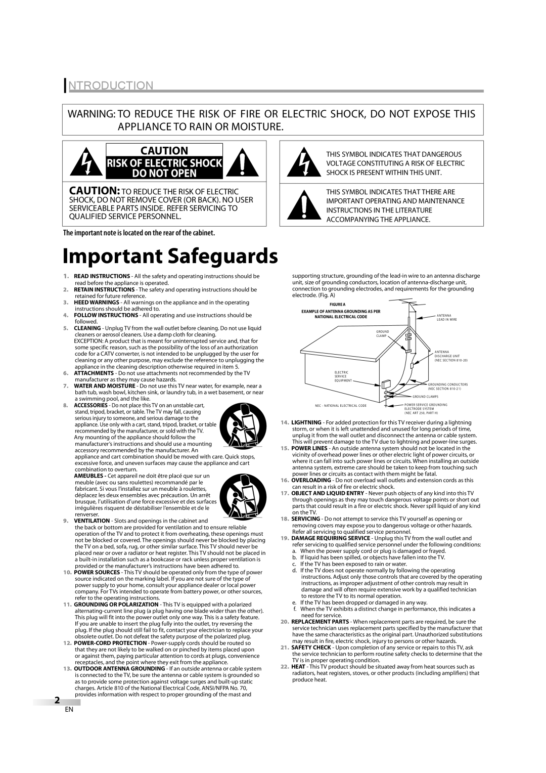 Sylvania LD370SC8 S owner manual Introduction, Important note is located on the rear of the cabinet 