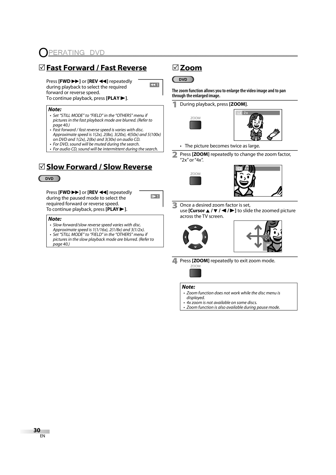 Sylvania LD370SC8 S owner manual 5Fast Forward / Fast Reverse, 5Slow Forward / Slow Reverse 