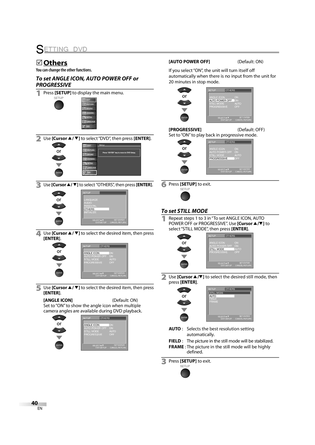 Sylvania LD370SC8 S owner manual Others, You can change the other functions, Auto Power OFF 