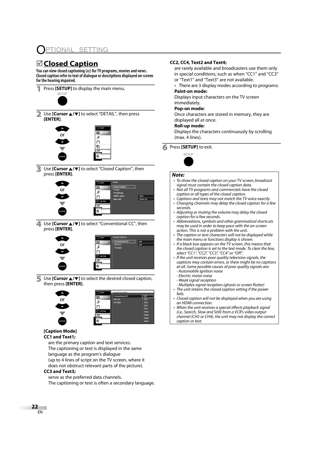 Sylvania LD370SS8 owner manual 5Closed Caption 