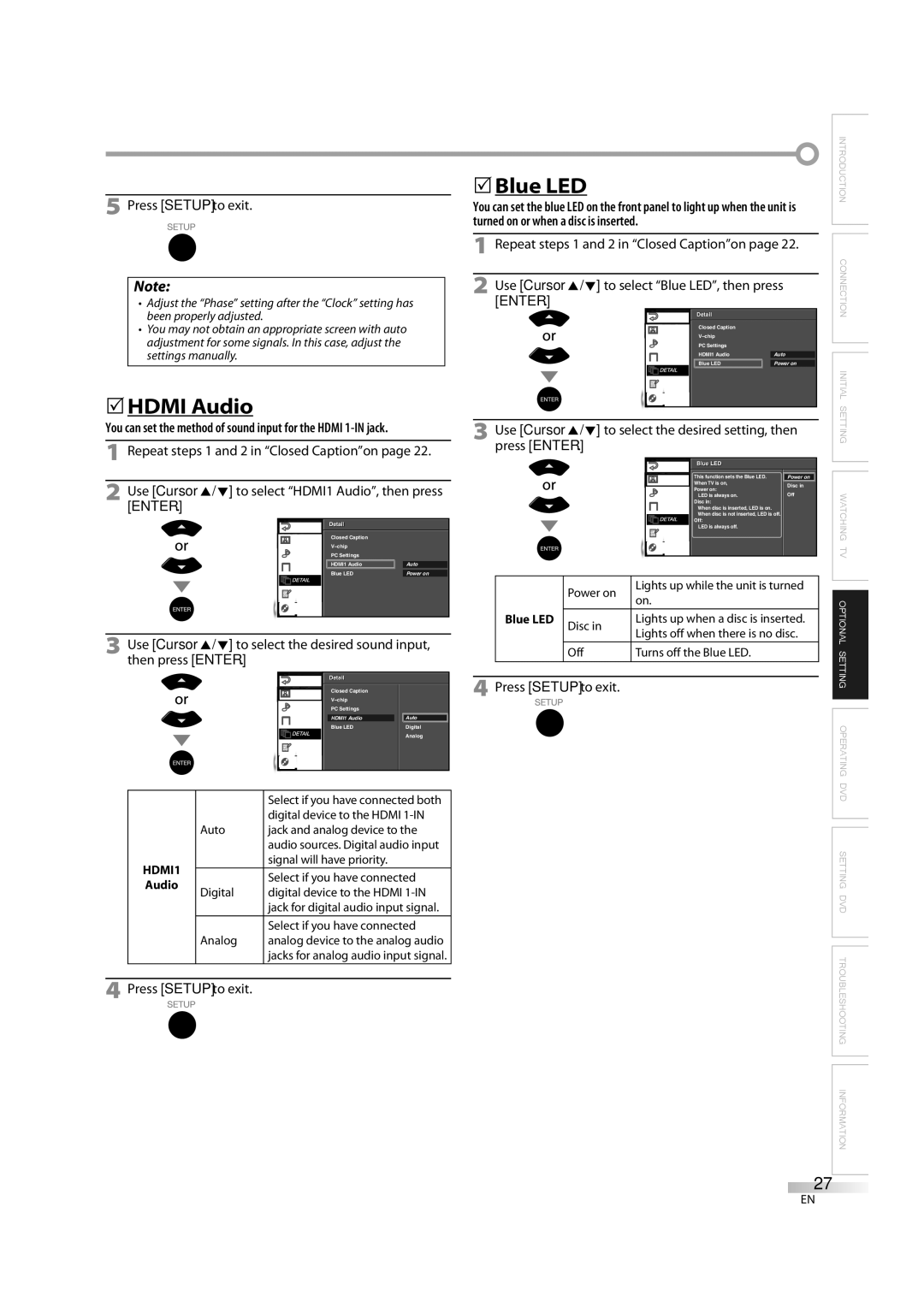 Sylvania LD370SS8 5HDMI Audio, Repeat steps 1 and 2 in Closed Captionon, To select the desired setting, then, Press Enter 