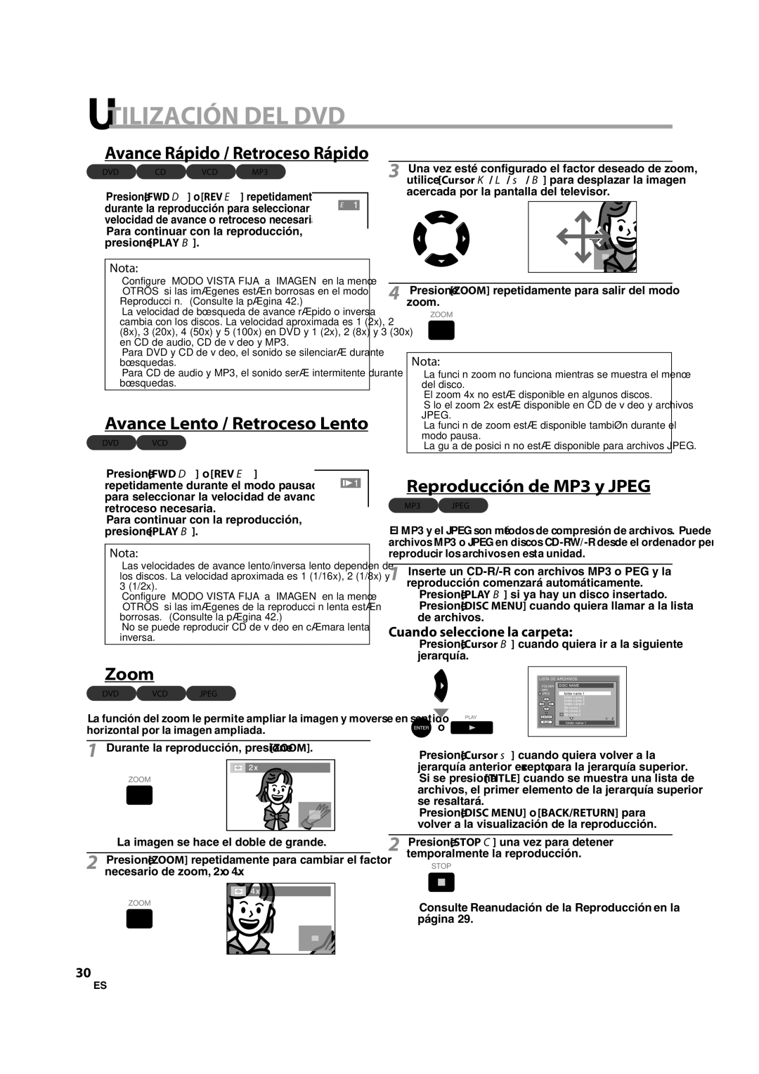 Sylvania LD370SS8 owner manual 5Reproducción de MP3 y Jpeg, Cuando seleccione la carpeta 