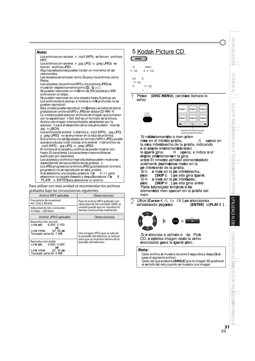 Sylvania LD370SS8 owner manual Reproduciendo el Picture CD 