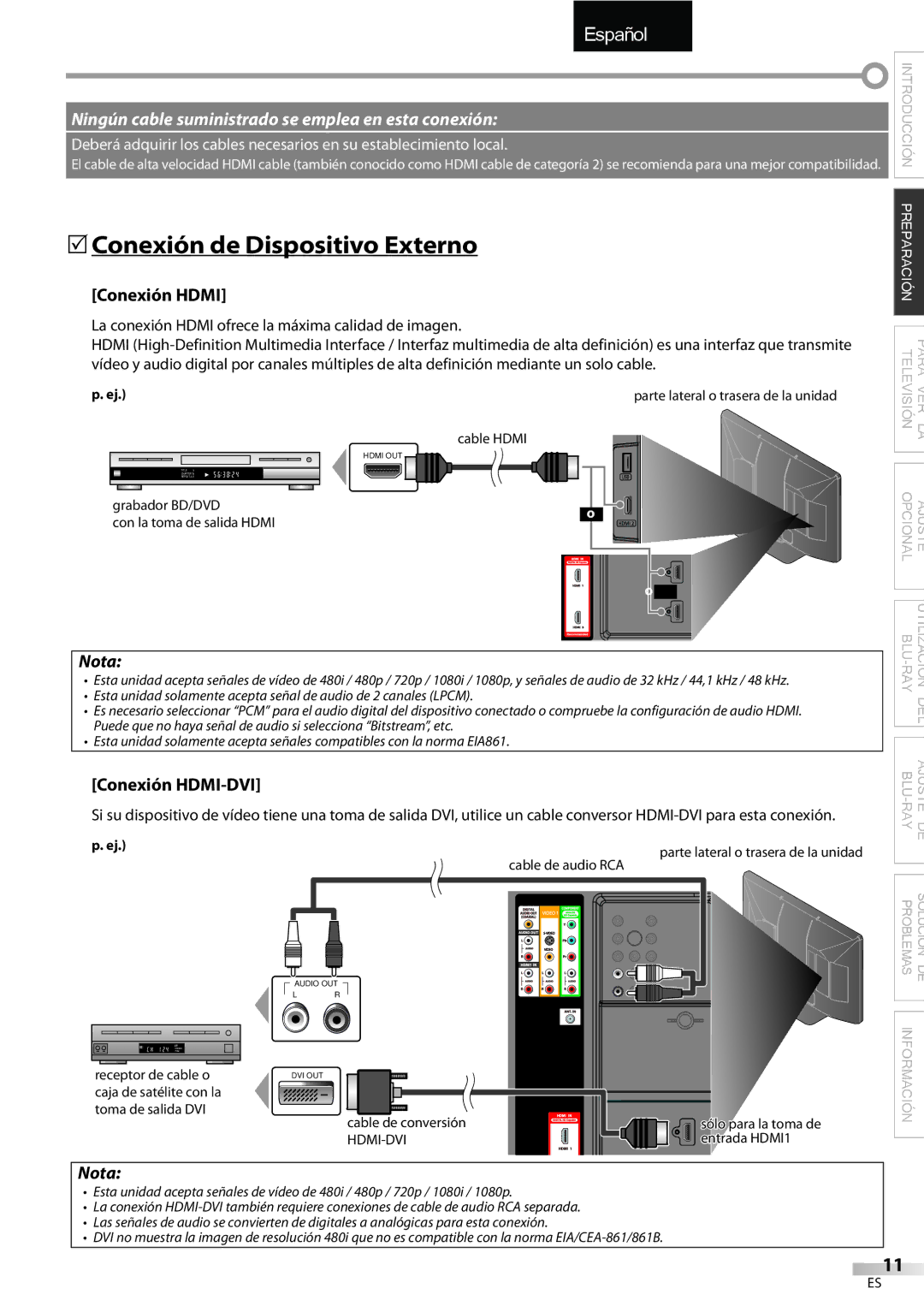 Sylvania LD427SSX owner manual 5Conexión de Dispositivo Externo, Conexión Hdmi, Conexión HDMI-DVI 