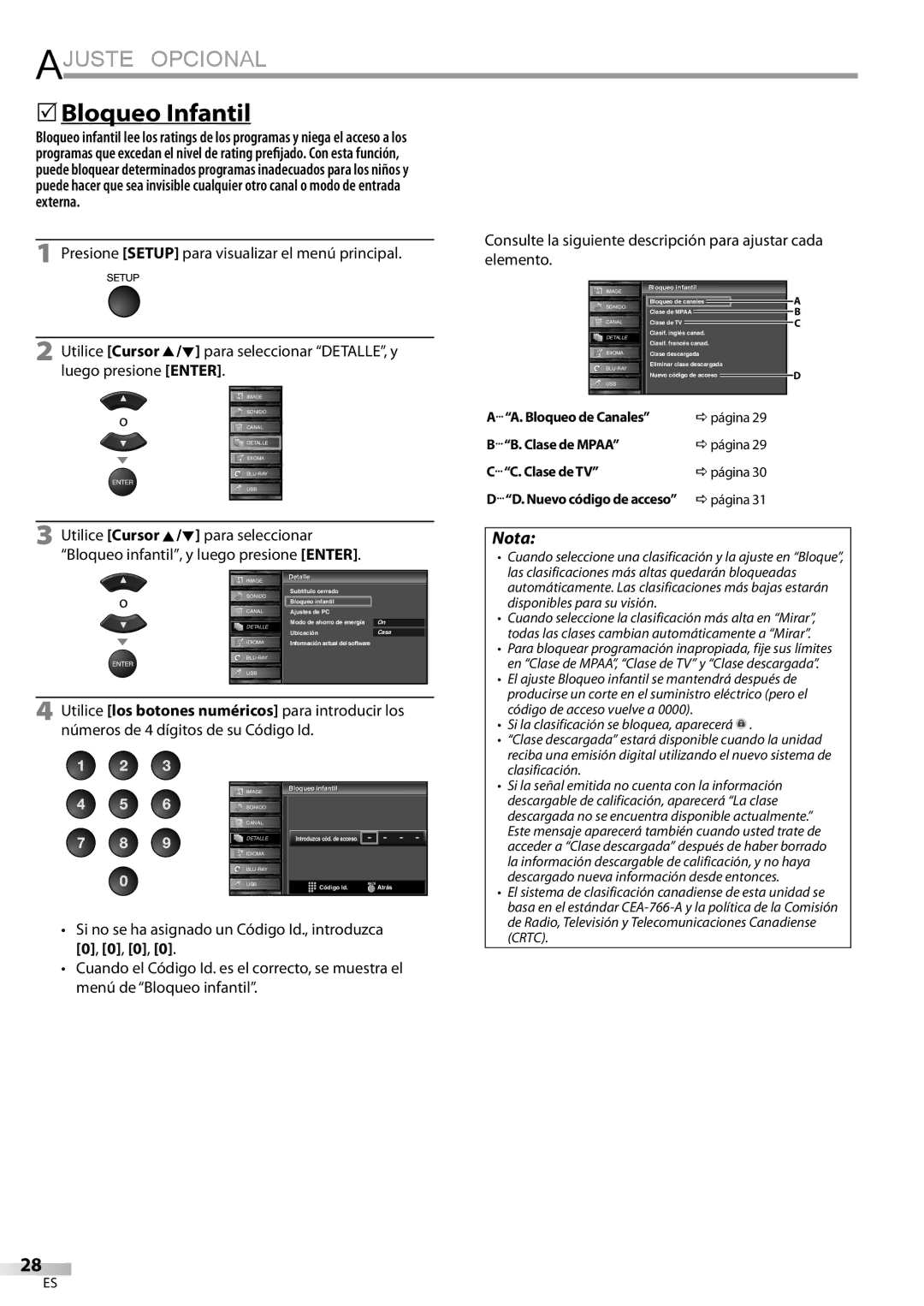 Sylvania LD427SSX owner manual 5Bloqueo Infantil, Bloqueo l infantil i il 