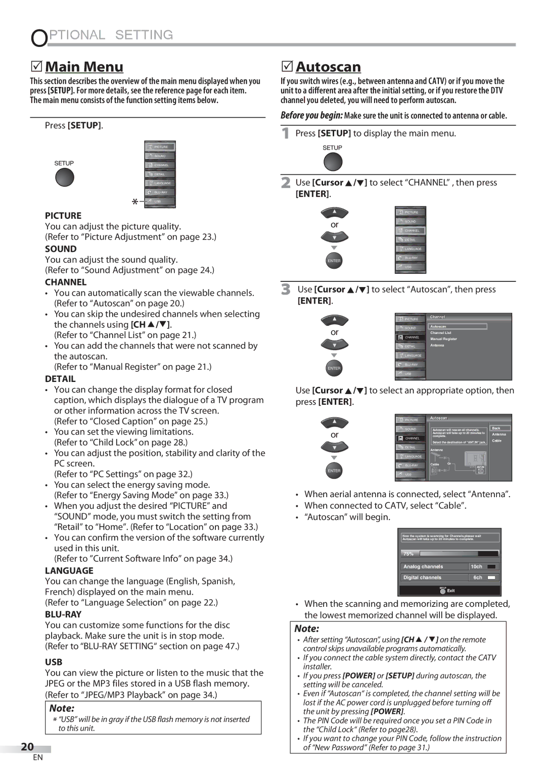 Sylvania LD427SSX owner manual  Main Menu,  Autoscan 