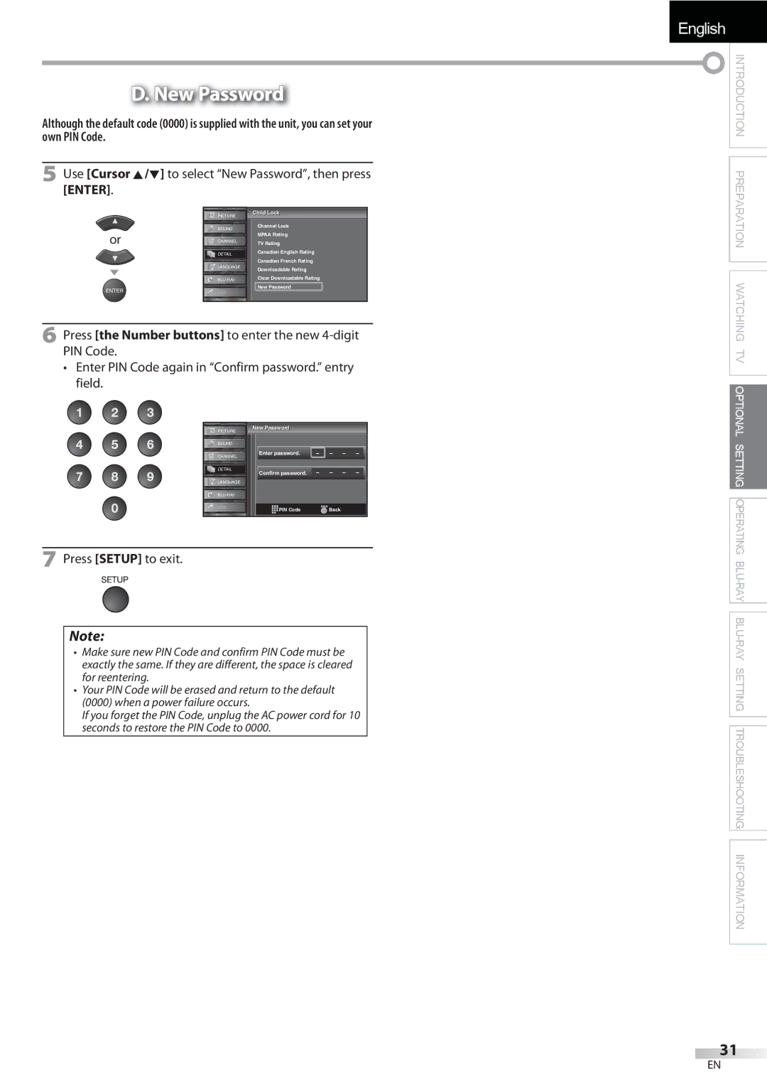 Sylvania LD427SSX owner manual Use Cursor K/L to select New Password, then press, Confirm password 