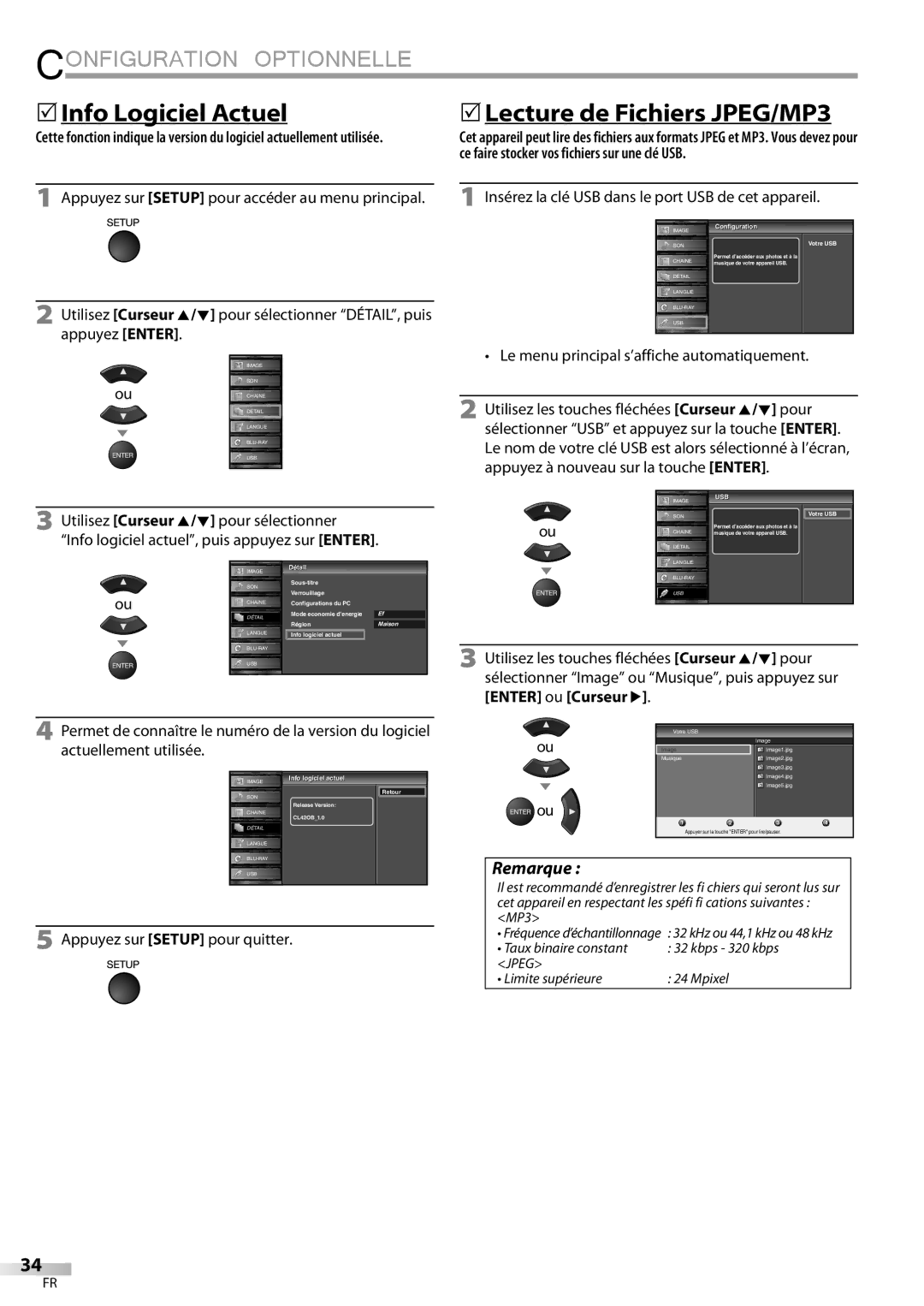 Sylvania LD427SSX 5Info Logiciel Actuel, Le menu principal s’affiche automatiquement, Info Logiciel l i i l actuel l 