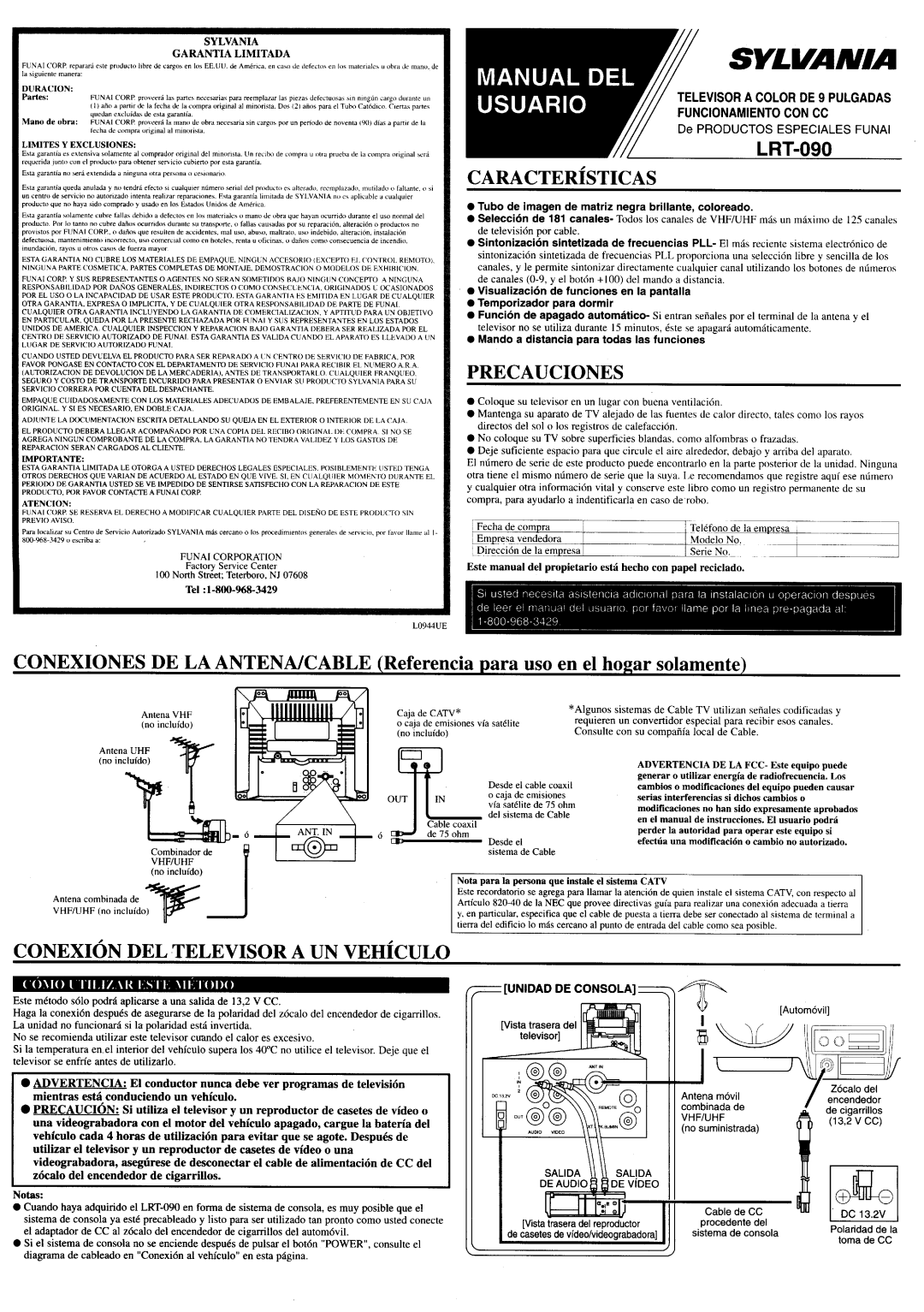 Sylvania LRT-090 manual 