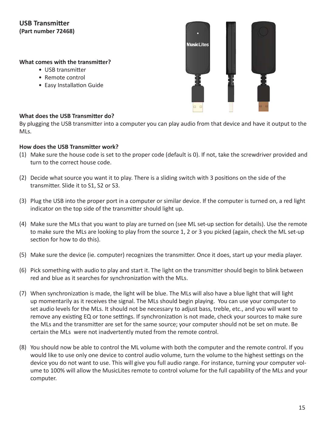 Sylvania ML-1 owner manual Part number What comes with the transmitter?, What does the USB Transmitter do? 