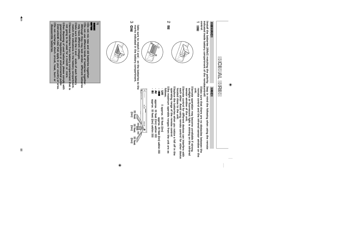 Sylvania NB500SL9 Open the cover Insert batteries, Close the cover, Installing the Batteries in the Remote Control 