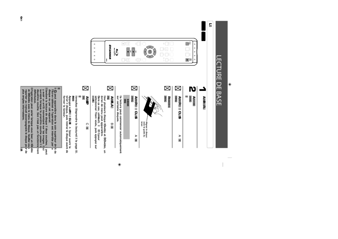 Sylvania NB500SL9 owner manual Lecture DE Base, Appuyez sur Open / Close a pour fermer le tiroir à disque, Temporairement 