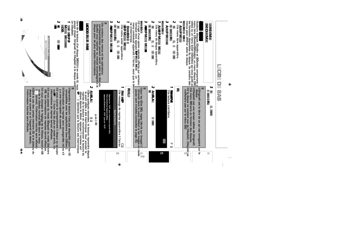 Sylvania NB500SL9 owner manual Lecture DE Base, Reprendre la Lecture 