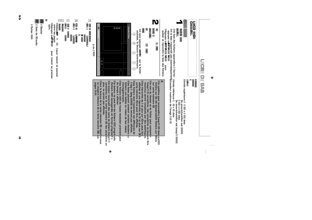 Sylvania NB500SL9 La liste des fichiers apparaîtra à l’écran, Ex. Jpeg, CD audio Numéro de piste choisie et durée, Dossier 