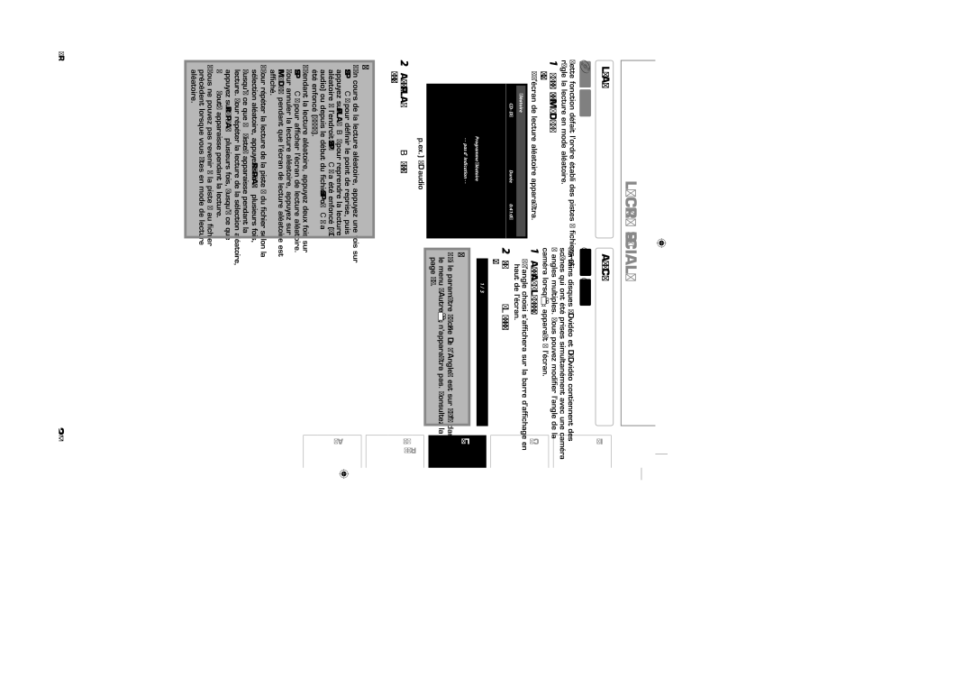 Sylvania NB500SL9 owner manual Lecture Aléatoire Angle de Caméra, Appuyez sur Angle pendant la lecture, Ex. CD audio 