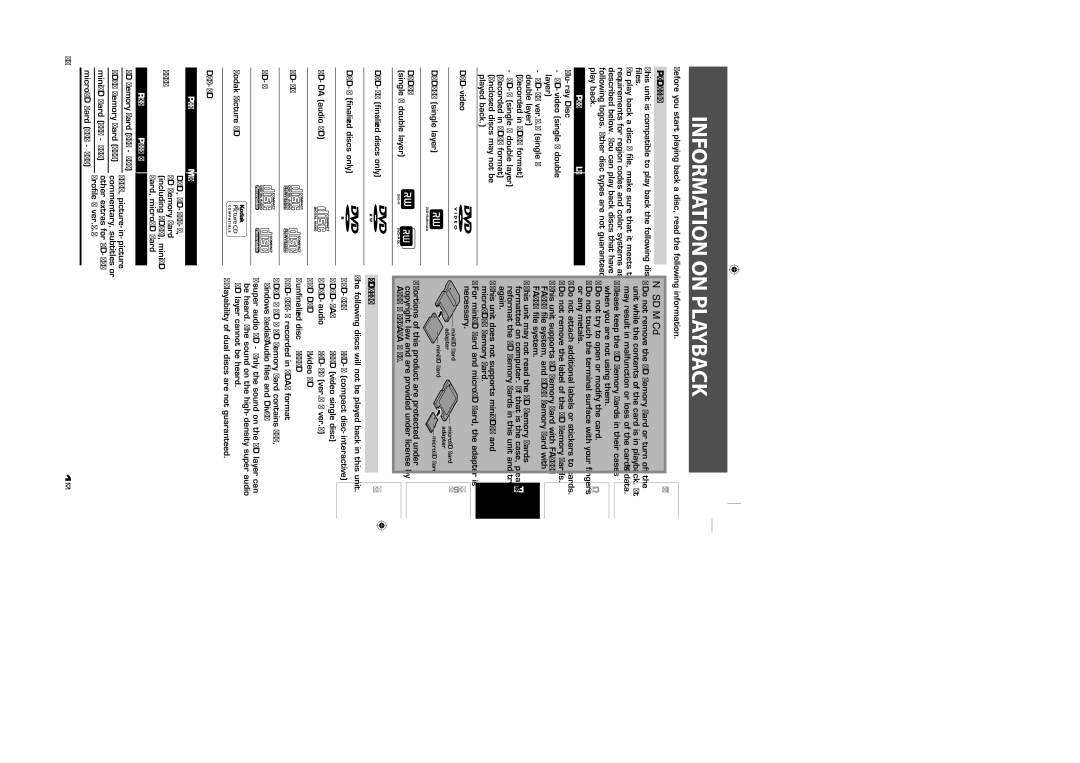 Sylvania NB500SL9 owner manual Information on Playback, Playable Discs and Files, Unplayable Discs and Files 