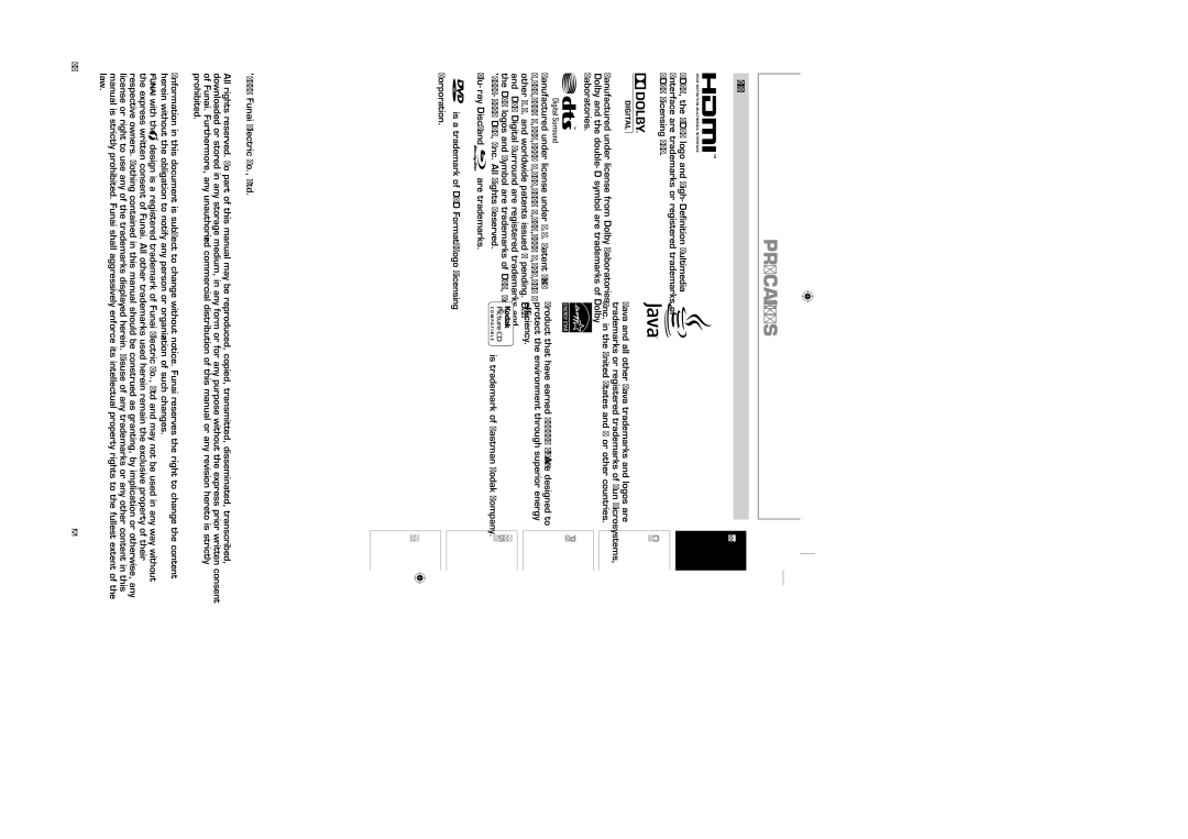 Sylvania NB500SL9 owner manual Trademark Information, 1996-2007 DTS, Inc. All Rights Reserved Blu-ray Disc 