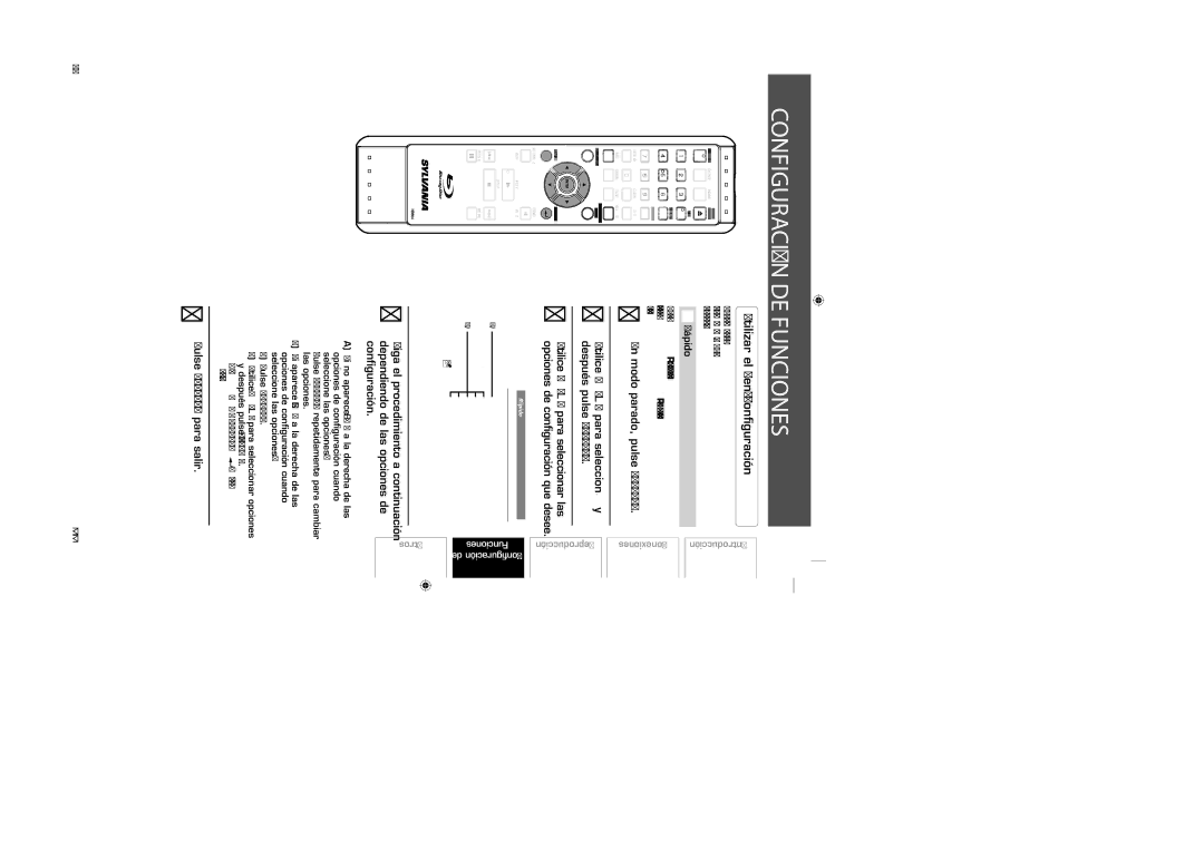 Sylvania NB500SL9 owner manual Configuración DE Funciones, Utilizar el Menú Configuración, Pulse Setup para salir, Rápido 