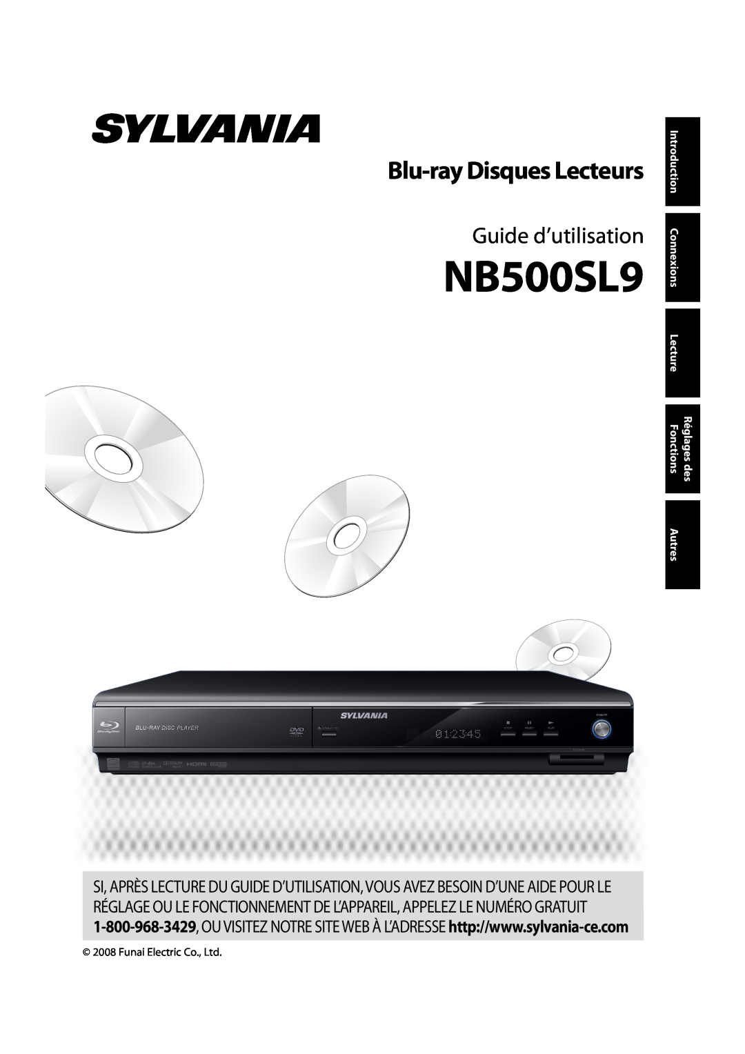 Sylvania NB500SL9 Blu-ray Disques Lecteurs, Guide d’utilisation, Fonctions, Introduction, Connexions, Lecture, Autres 